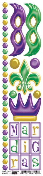 Mardi Gras Collection Mardi Gras Celebration 3 x 13 Scrapbook Sticker Sheet by Scrapbook Customs