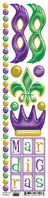 Mardi Gras Collection Mardi Gras Celebration 3 x 13 Scrapbook Sticker Sheet by Scrapbook Customs