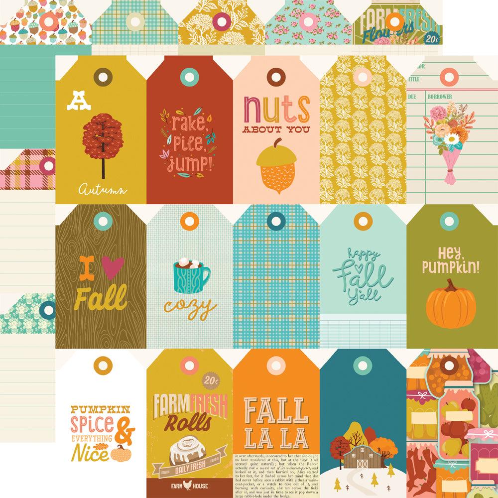 Harvest Market Collection Tags 12 x 12 Double-Sided Scrapbook Paper by Simple Stories - Scrapbook Supply Companies