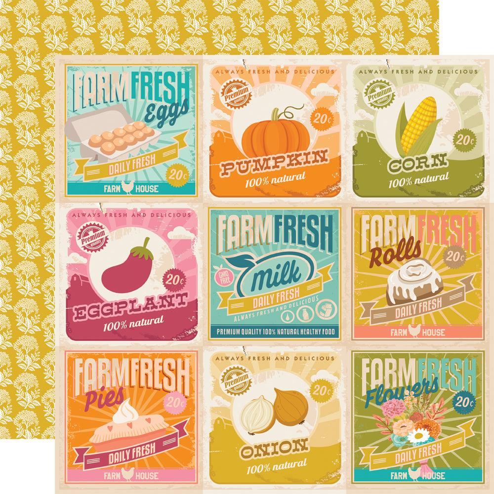Harvest Market Collection 4x4 Elements 12 x 12 Double-Sided Scrapbook Paper by Simple Stories