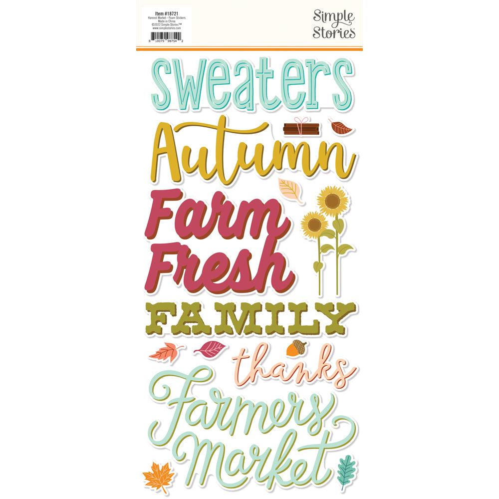 Harvest Market Collection 6 x 12 Scrapbook Foam Sticker Phrases by Simple Stories - Scrapbook Supply Companies