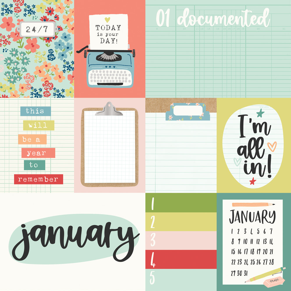 Life Captured Collection January 12 x 12 Double-Sided Scrapbook Paper by Simple Stories