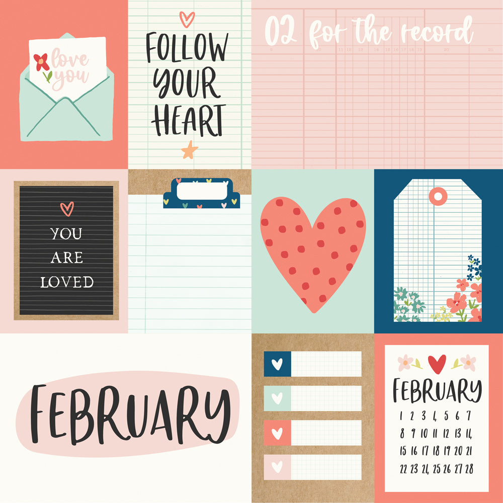 Life Captured Collection February 12 x 12 Double-Sided Scrapbook Paper by Simple Stories