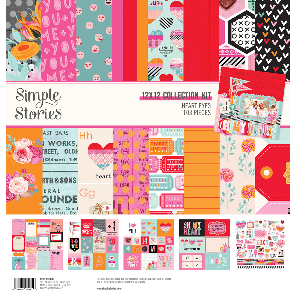 Heart Eyes Collection 12 x 12 Scrapbook Paper & Sticker Collection Kit by Simple Stories