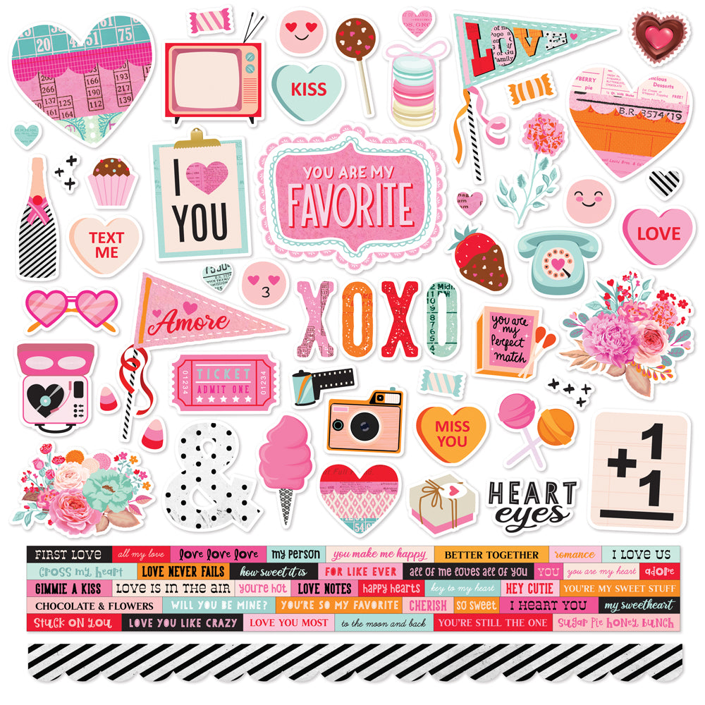 Heart Eyes Collection 12 x 12 Scrapbook Paper & Sticker Collection Kit by Simple Stories