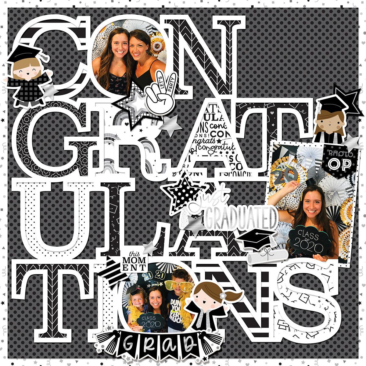 Cap & Gown Collection Hats Off 12 x 12 Double-Sided Scrapbook Paper by Doodlebug Design - Scrapbook Supply Companies