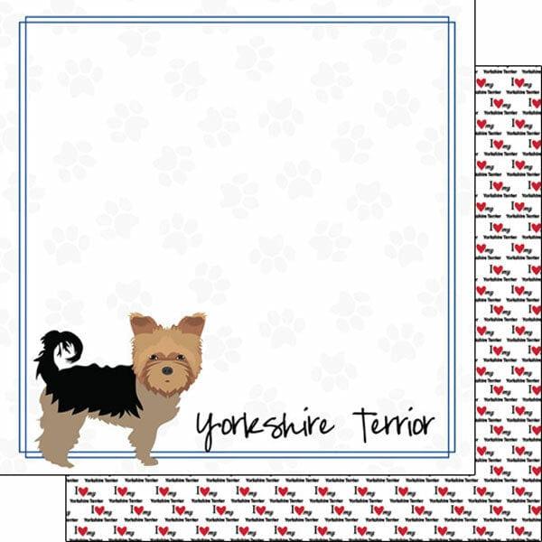 Puppy Love Collection Yorkshire Terrier 12 x 12 Double-Sided Scrapbook Paper by Scrapbook Customs - Scrapbook Supply Companies