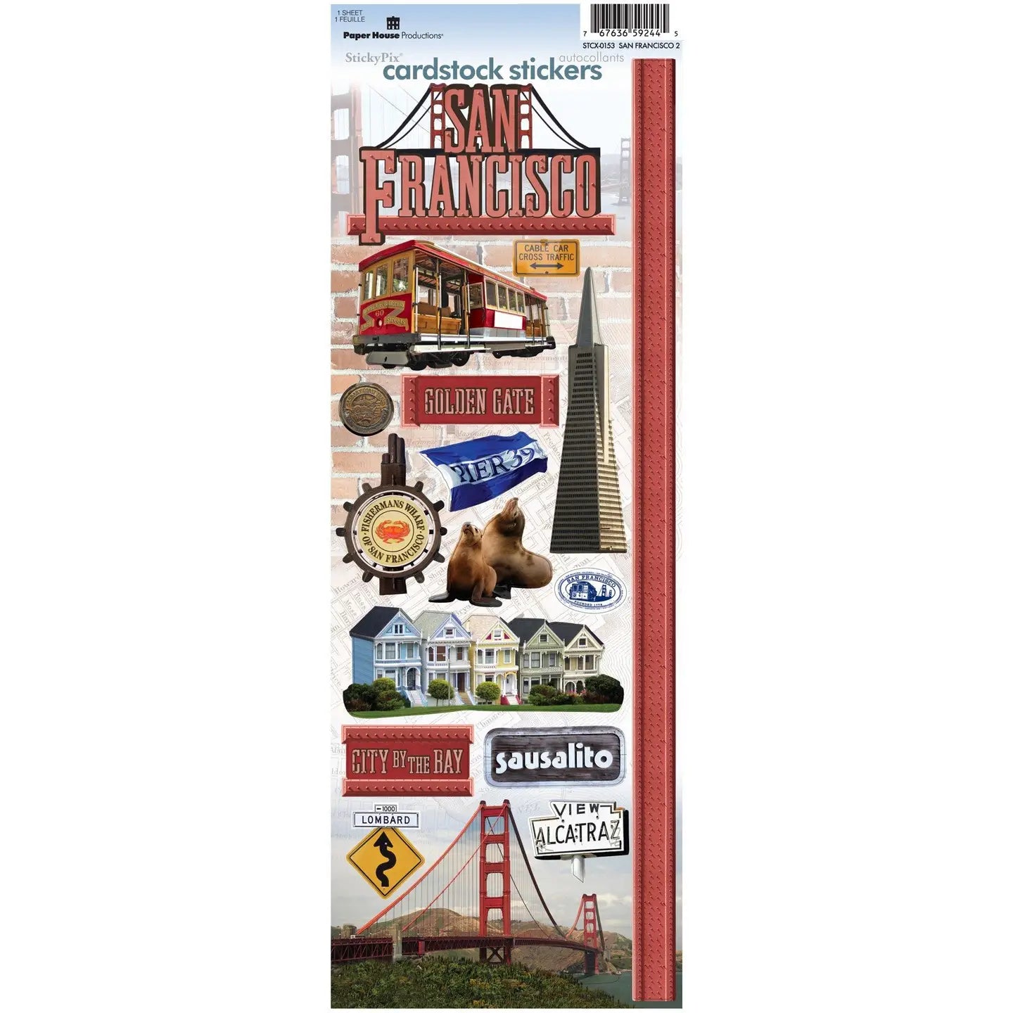 California Collection San Francisco 4.5 x 13 Cardstock Sticker by Paper House Productions