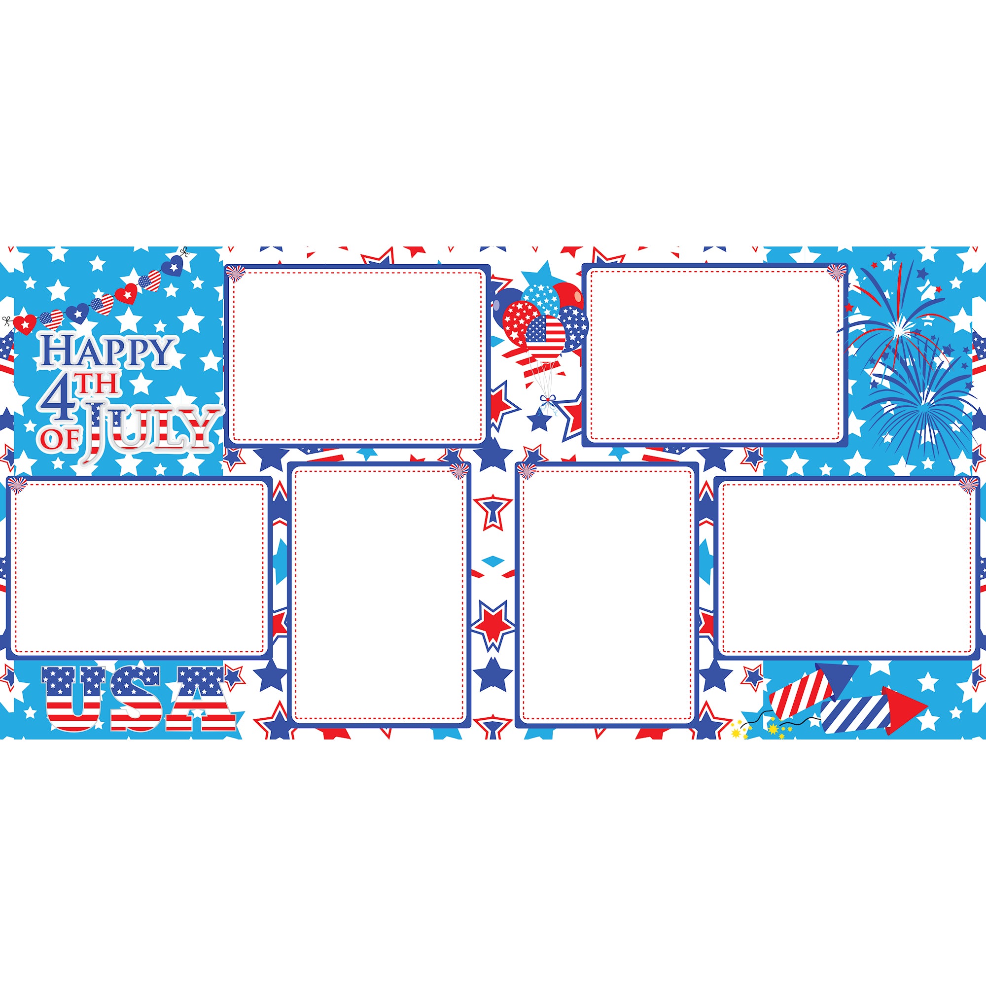 Patriotic Collection Happy July 4th (2) - 12 x 12 Premade, Printed Scrapbook Pages by SSC Designs
