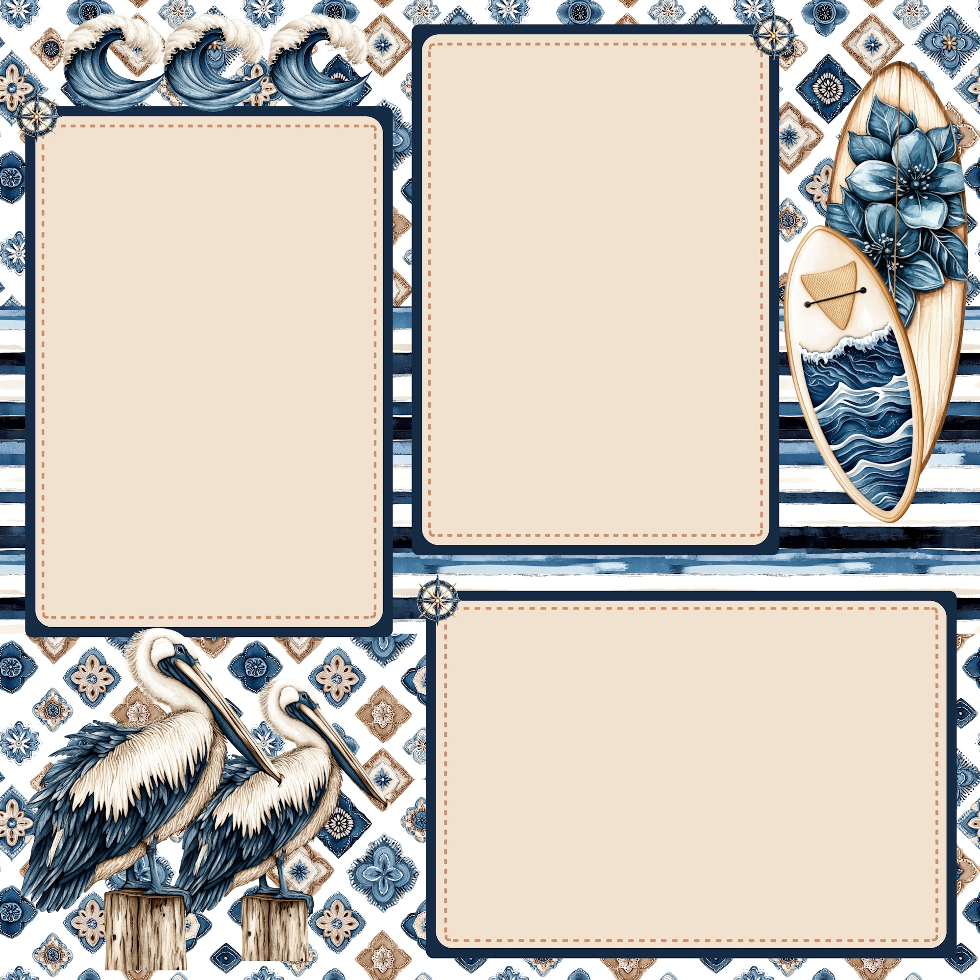 Saltwater Soul Vacation (2) - 12 x 12 Premade, Printed Scrapbook Pages by SSC Designs