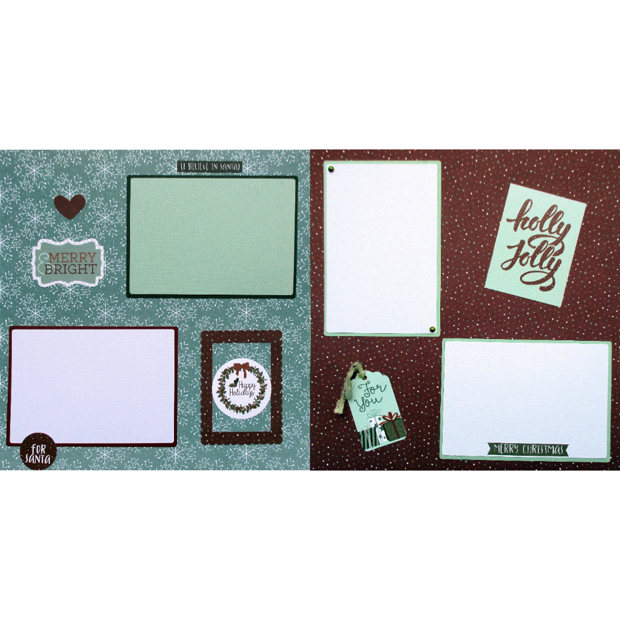 Winter Meadow Collection Holly Jolly 2 - 12 x 12 Pages, Fully-Assembled & Hand-Embellished 3D Scrapbook Premade by SSC Designs