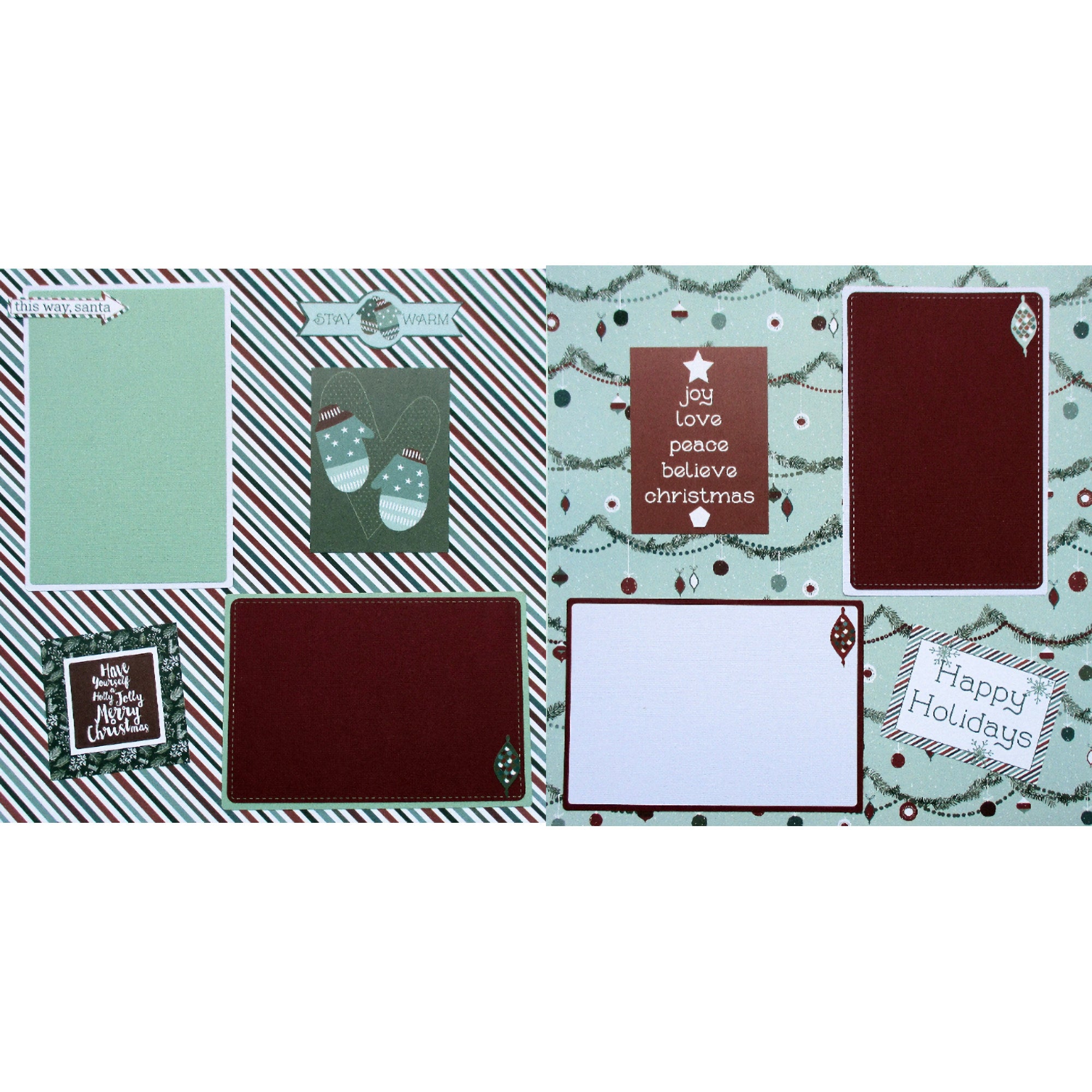 Winter Meadow Collection Happy Holidays 2 - 12 x 12 Pages, Fully-Assembled & Hand-Embellished 3D Scrapbook Premade by SSC Designs
