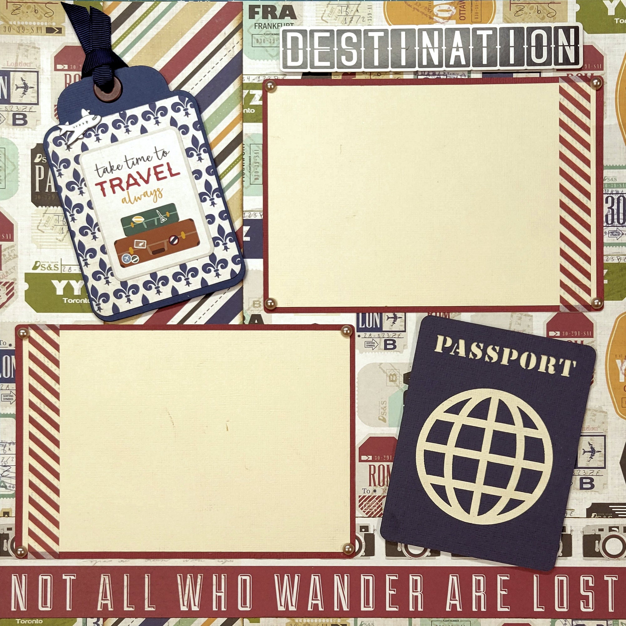 Take Time To Travel (2) - 12 x 12 Pages, Fully-Assembled & Hand-Crafted 3D Scrapbook Premade by SSC Designs