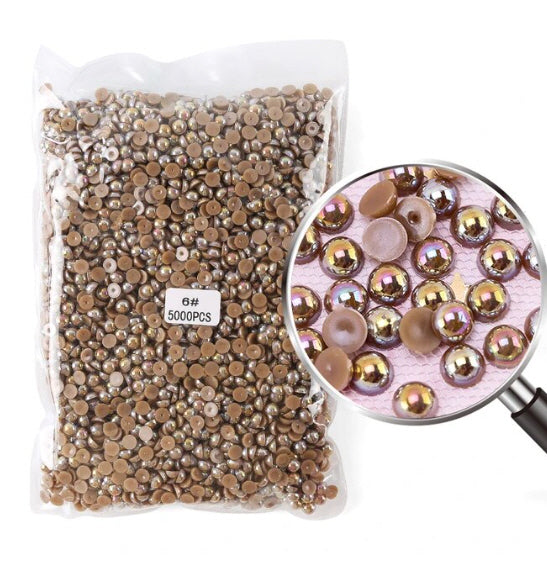 Coffee Iridescent 6mm AB Flatback Pearls Collection by SSC Designs - 100/Package
