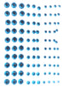 Our Brads Need Friends Collection Aqua Multi Sized Self-Adhesive Jewels by Eyelet Outlet - 100 Count