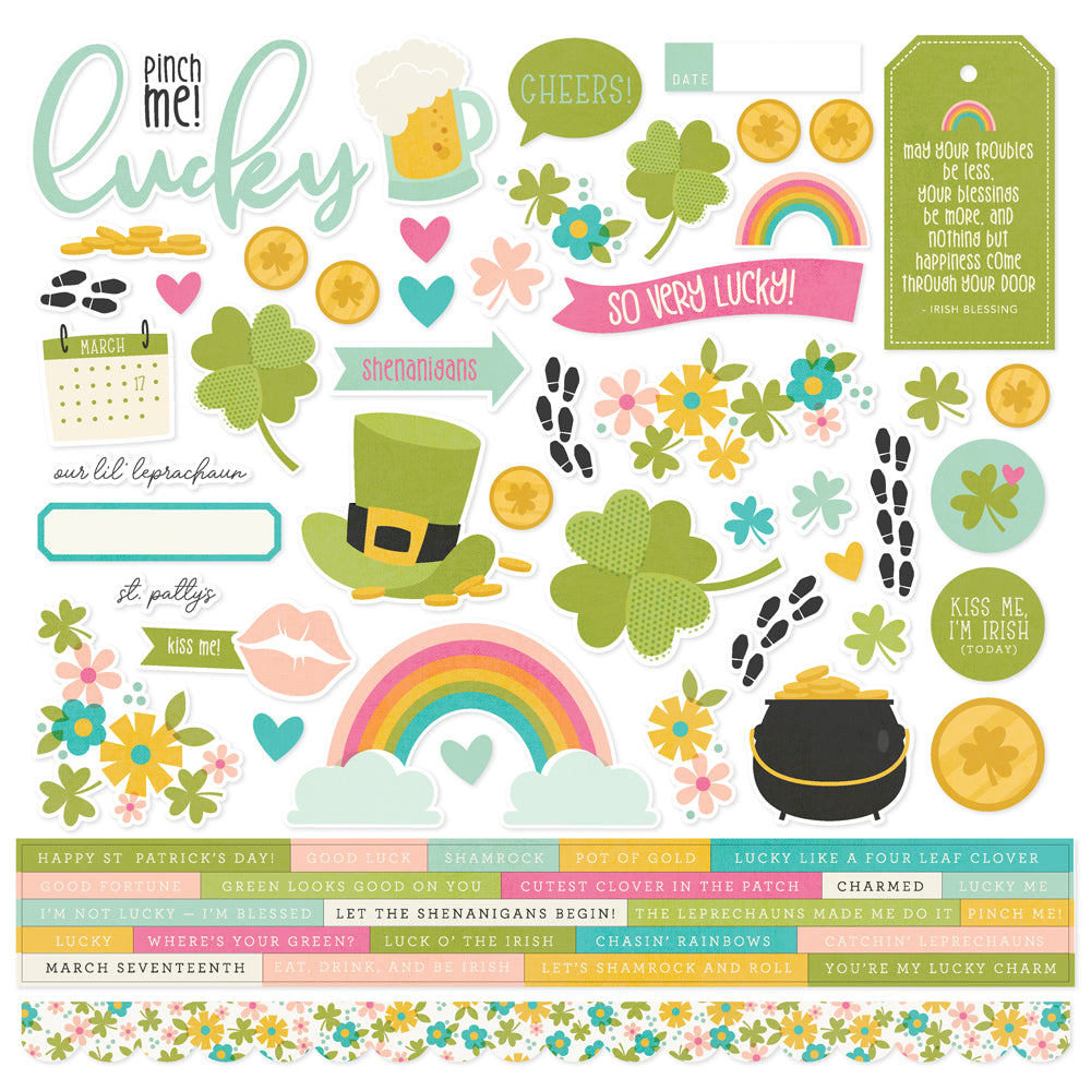 St. Patrick's Day Collection 12 x 12 Scrapbook Sticker Sheet by Simple Stories