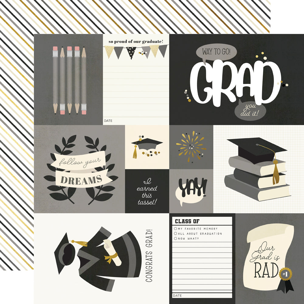 Graduation Collection Elements 12 x 12 Double-Sided Scrapbook Paper by Simple Stories