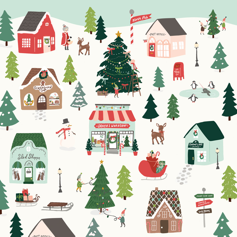 Santa's Village Collection North Pole 12 x 12 Double-Sided Scrapbook Paper by Simple Stories