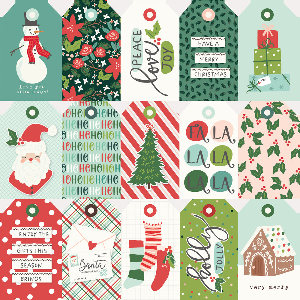 Santa's Village Collection Tag Elements 12 x 12 Double-Sided Scrapbook Paper by Simple Stories