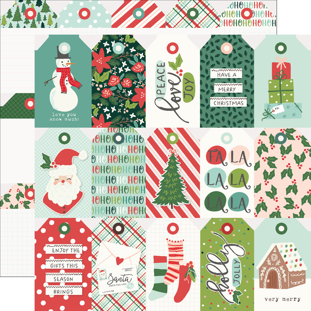 Santa's Village Collection Tag Elements 12 x 12 Double-Sided Scrapbook Paper by Simple Stories