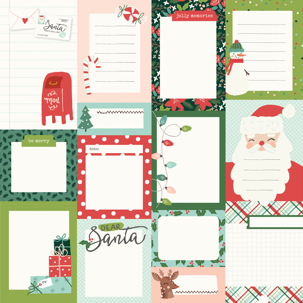 Santa's Village Collection Journal Elements 12 x 12 Double-Sided Scrapbook Paper by Simple Stories