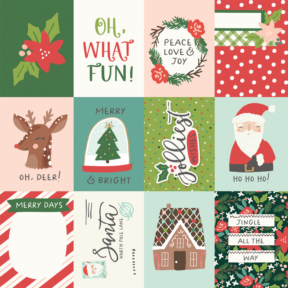 Santa's Village Collection 3x4 Elements 12 x 12 Double-Sided Scrapbook Paper by Simple Stories