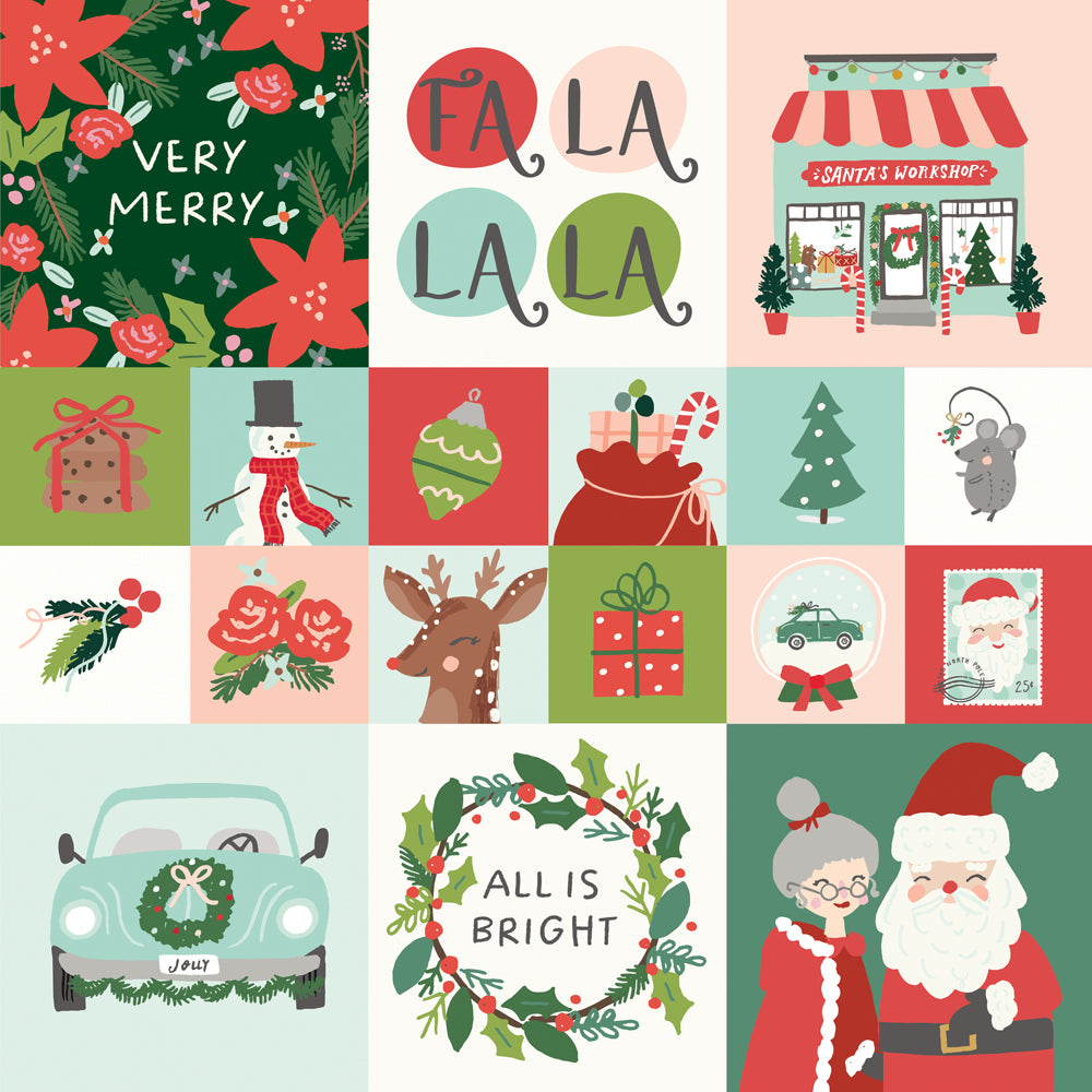 Santa's Village Collection 2x2/4x4 Elements 12 x 12 Double-Sided Scrapbook Paper by Simple Stories