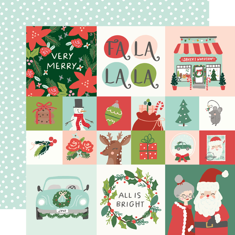 Santa's Village Collection 2x2/4x4 Elements 12 x 12 Double-Sided Scrapbook Paper by Simple Stories