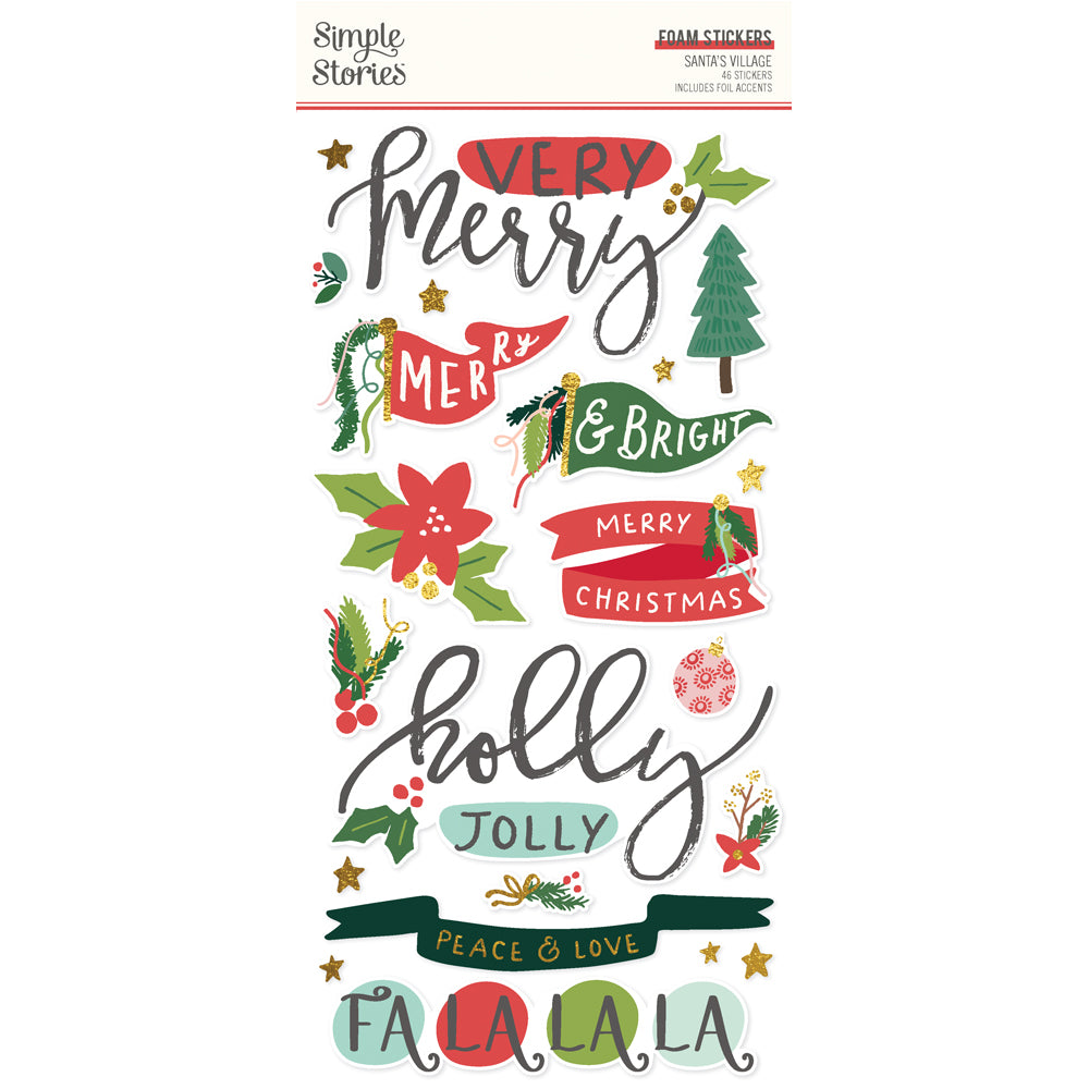 Santa's Village Collection 6 x 12 Foam Stickers by Simple Stories