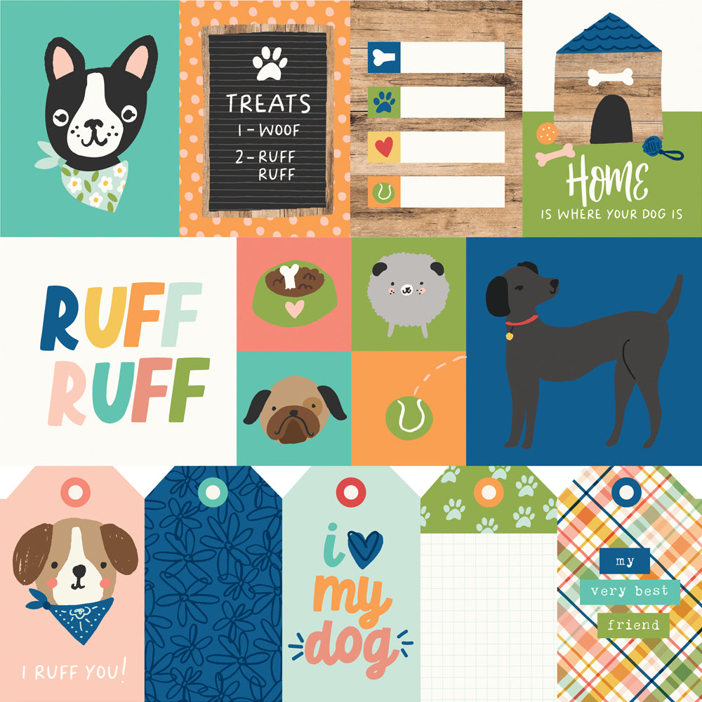 Fur Baby Collection Dog Elements 12 x 12 Double-Sided Scrapbook Paper by Simple Stories