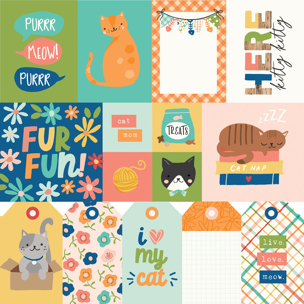 Fur Baby Collection Cat Elements 12 x 12 Double-Sided Scrapbook Paper by Simple Stories