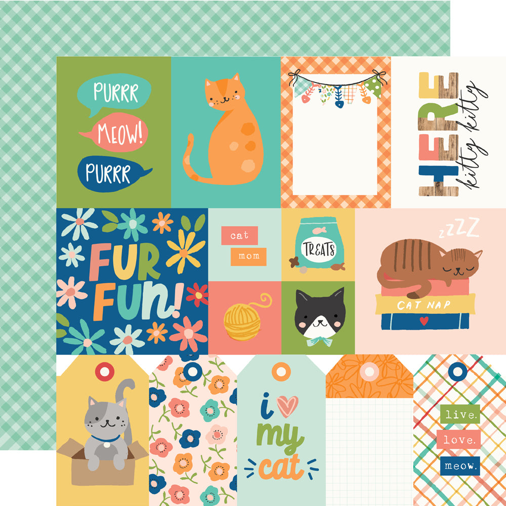 Fur Baby Collection Cat Elements 12 x 12 Double-Sided Scrapbook Paper by Simple Stories