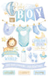Family Collection Baby Boy Watercolor 5x7 Glitter & Foil 3D Scrapbook Embellishment by Paper House Productions