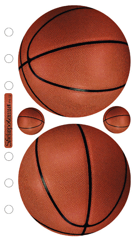 Sports Collection Basketball 4 x 7 Scrapbook Sticker Sheet by Sticko