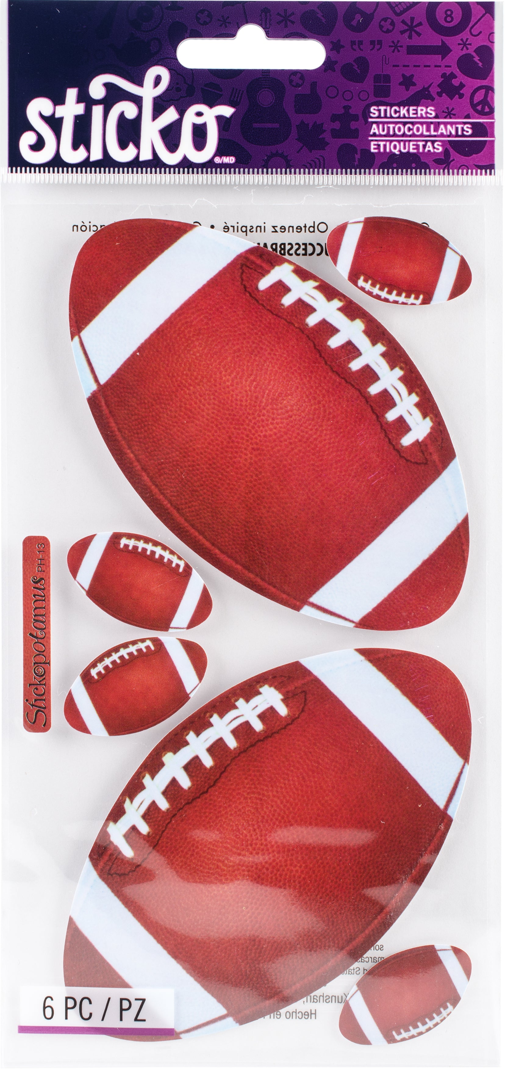 Sports Collection Football  4 x 7 Scrapbook Sticker Sheet by Sticko