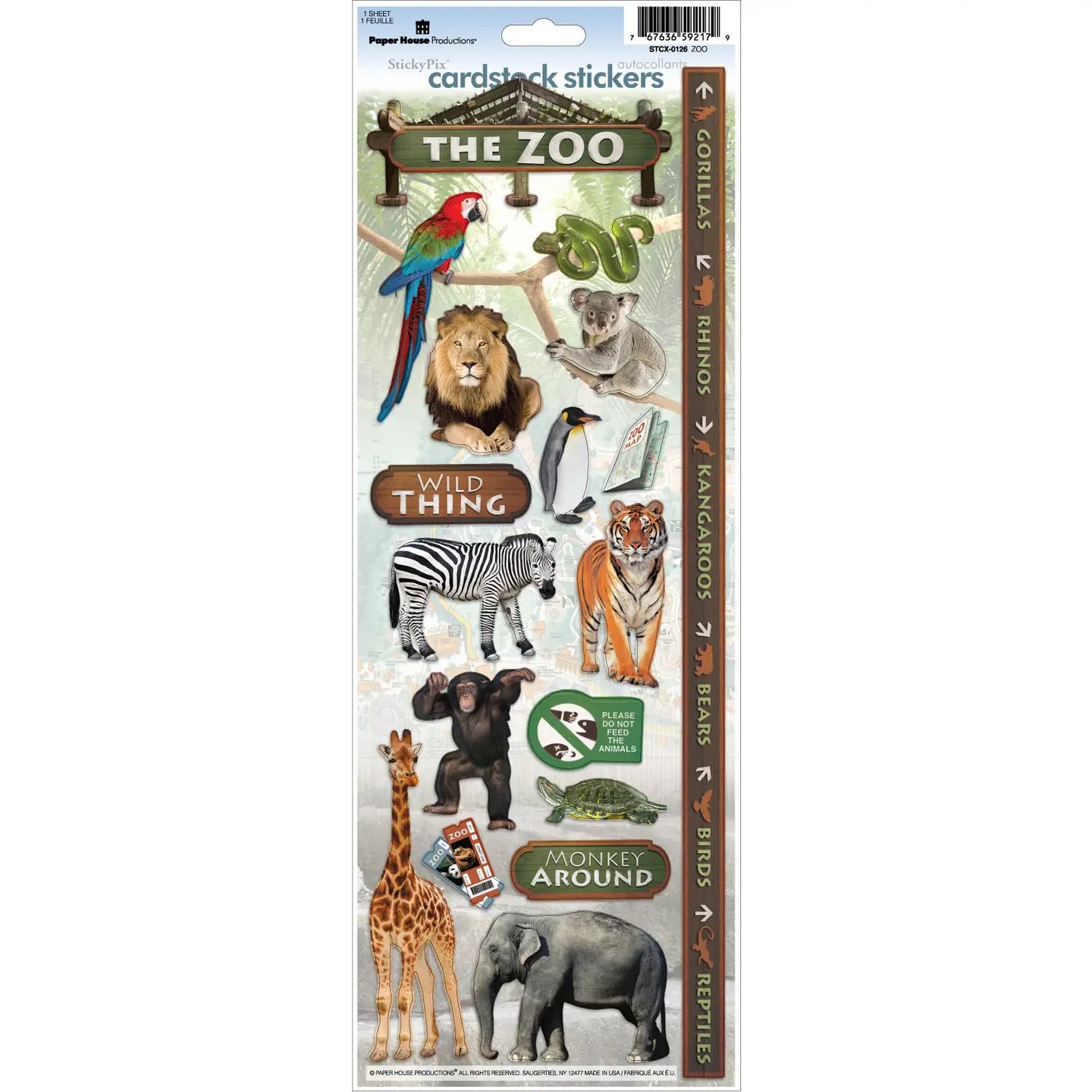 Zoo Collection At The Zoo 4.5 x 13 Cardstock Sticker by Paper House Productions