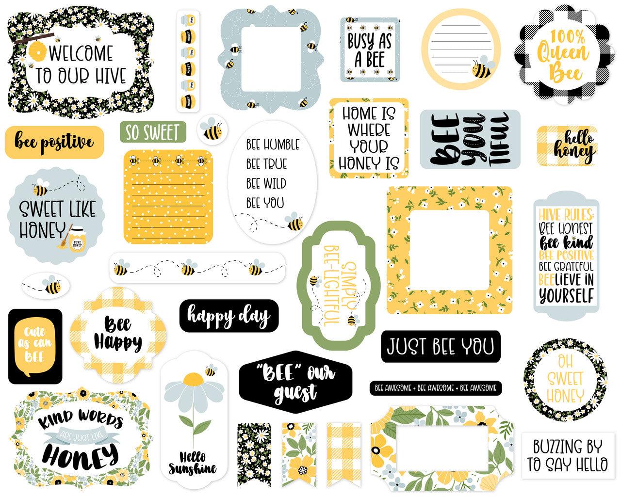 Bee Happy Collection 5 x 5 Scrapbook Ephemera Die Cuts by Echo Park Paper - Scrapbook Supply Companies