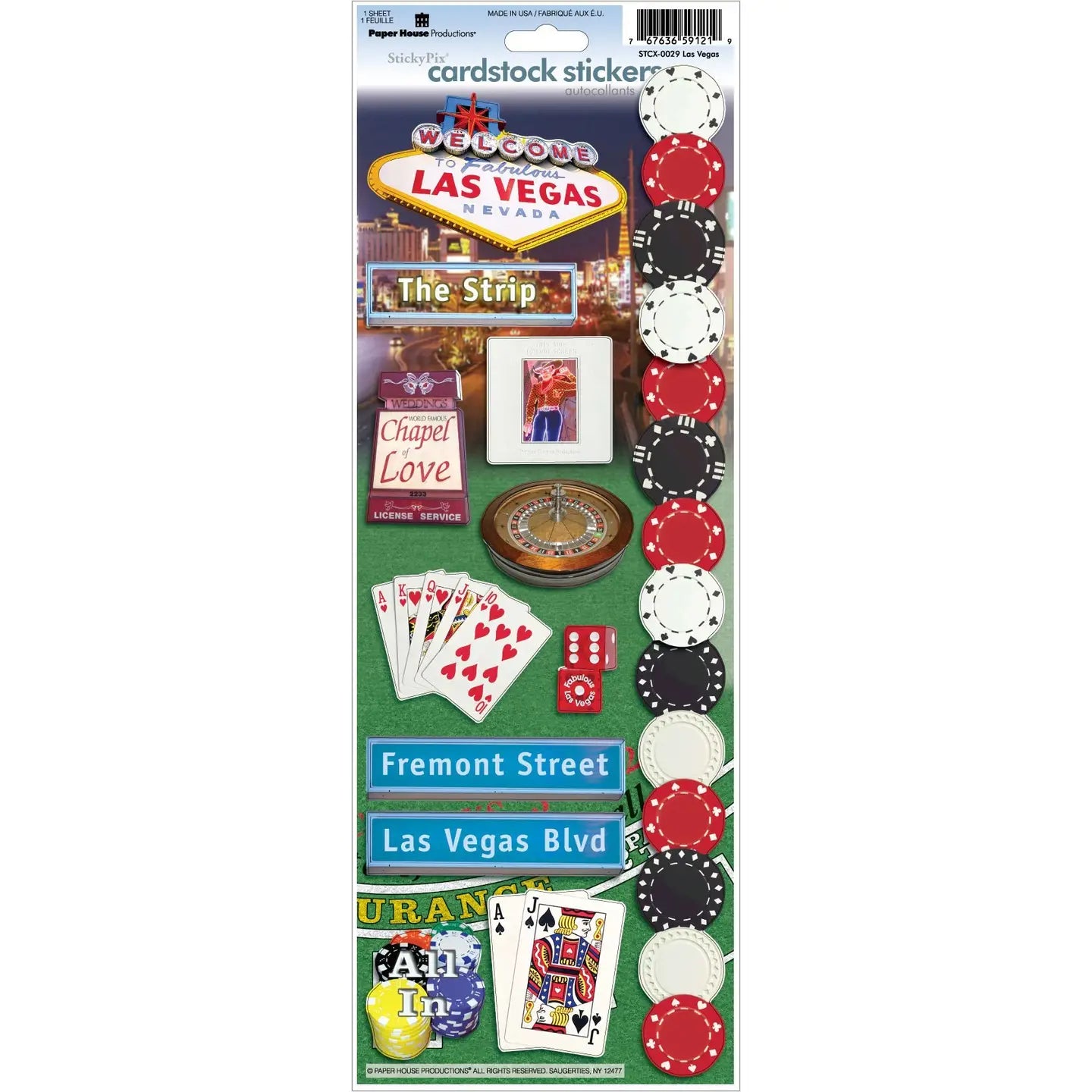Nevada Collection Las Vegas 4.5 x 13 Cardstock Sticker by Paper House Productions