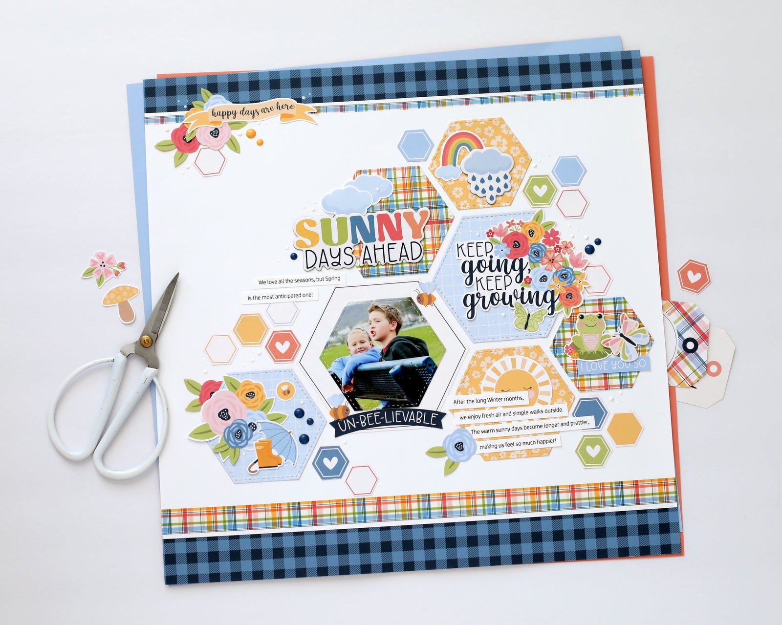 Blossoms & Bees Scrapbook Paper & Sticker Collection Kit by Echo Park Paper - 13 Pieces