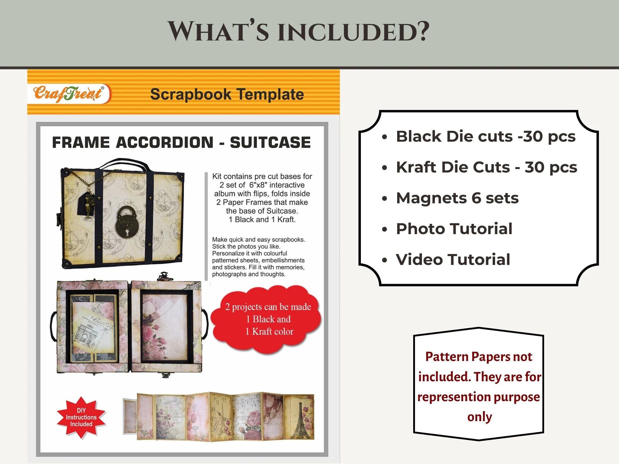 Easy Albums Collection Frame Accordion Suitcase Scrapbook Kit by CrafTreat - Set of 2 Albums