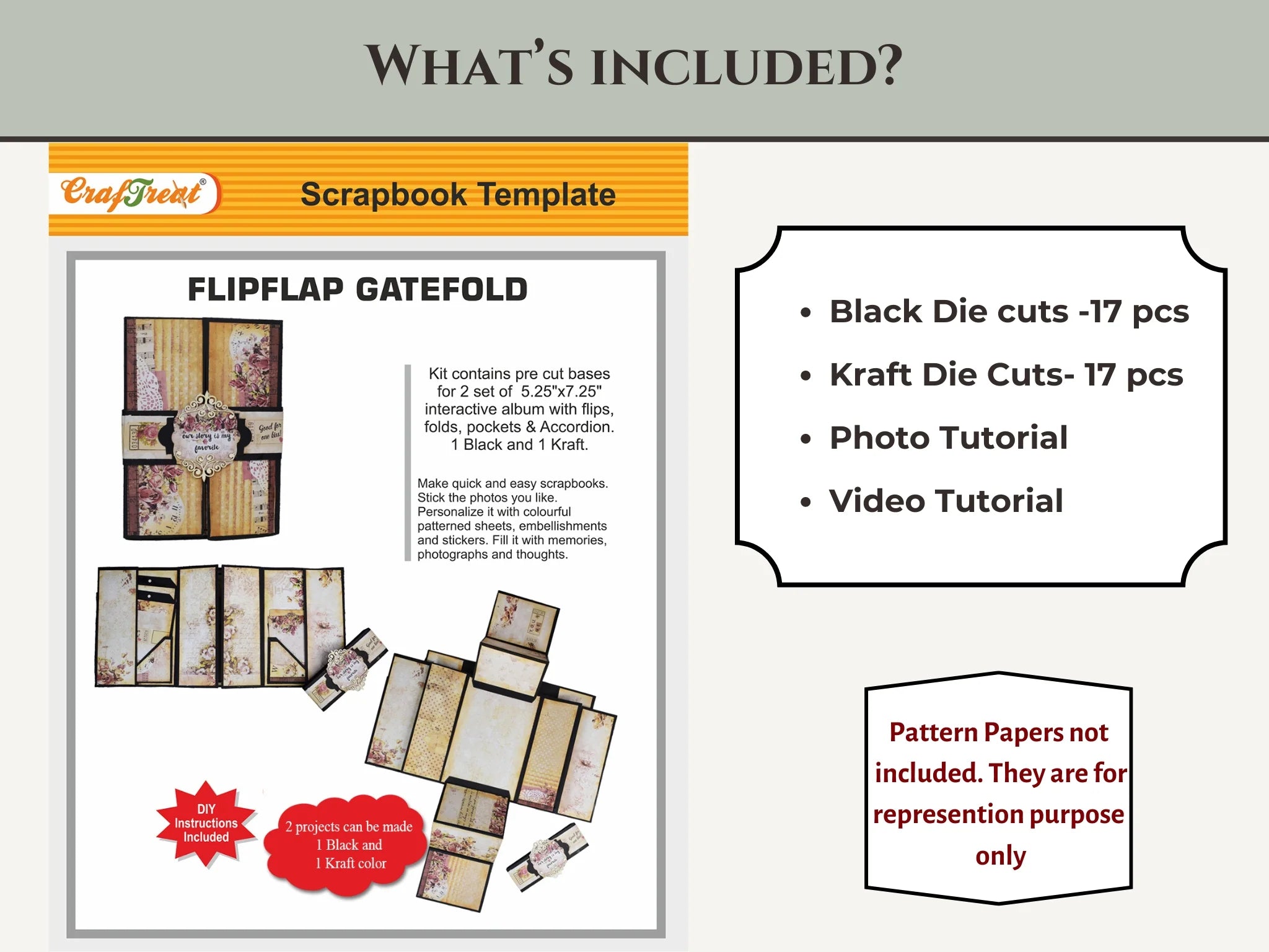 Easy Albums Collection Flip Flap Gatefold Scrapbook Kit by CrafTreat - Set of 2 Albums