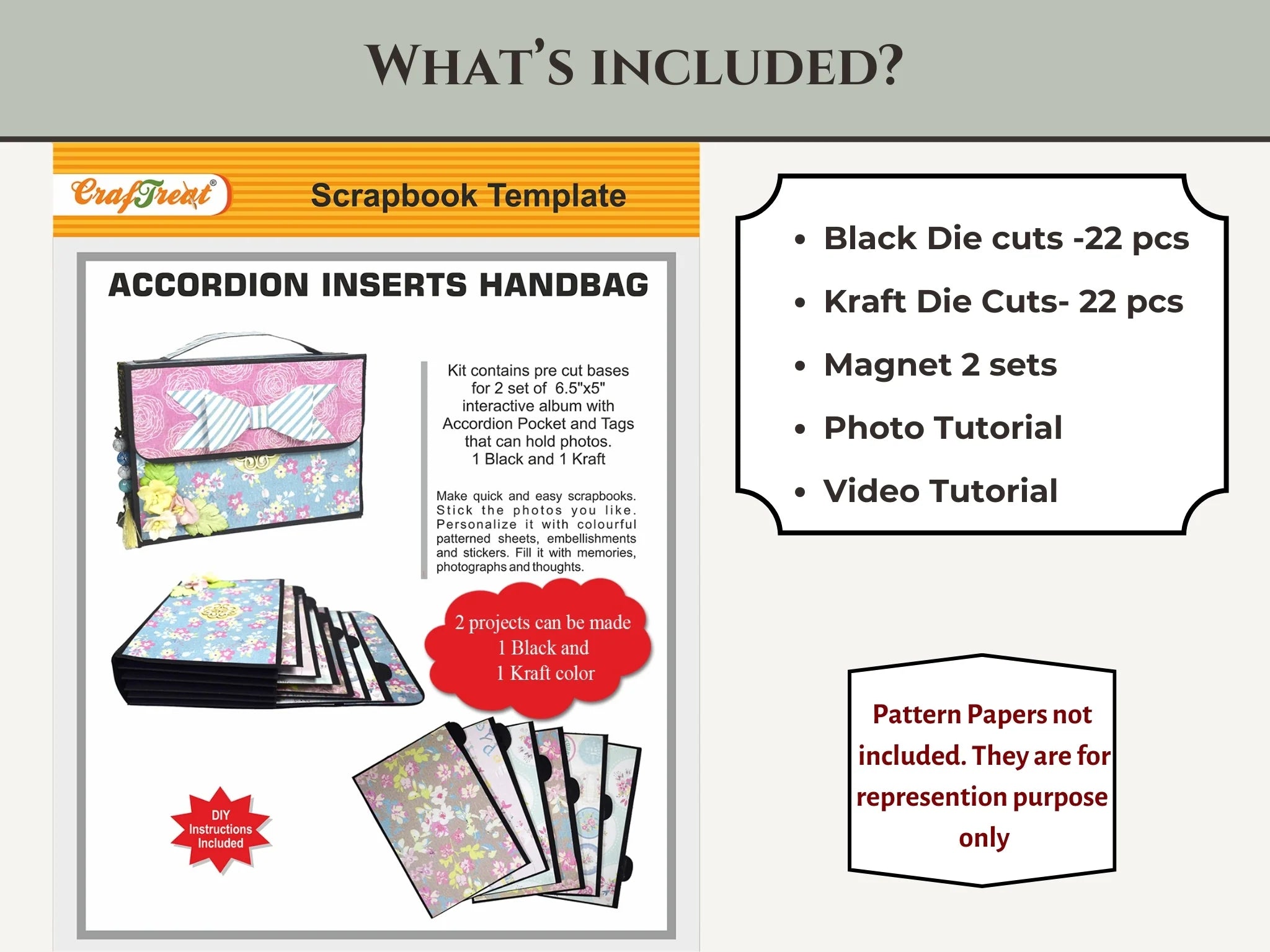 Easy Albums Collection Frame Accordion Inserts Handbag Scrapbook Kit by CrafTreat - Set of 2 Albums