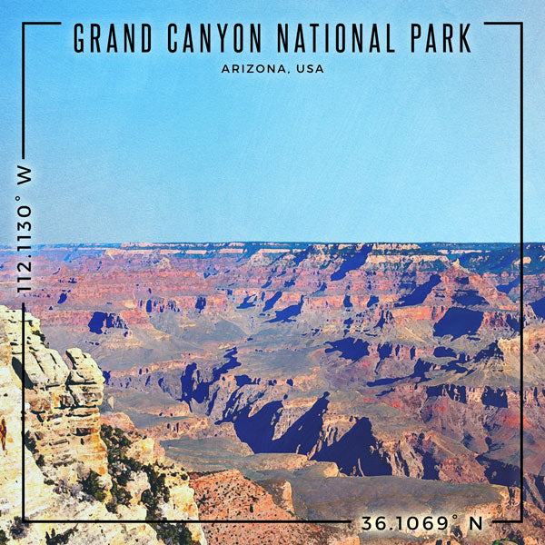 Travel Coordinates Collection Grand Canyon National Park, Arizona, USA 12 x 12 Double-Sided Scrapbook Paper by Scrapbook Customs