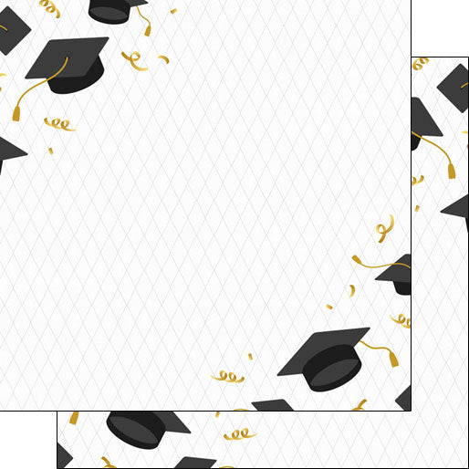 Graduation Sparkle Collection Graduation Corners 12 x 12 Double-Sided Scrapbook Paper by Scrapbook Customs