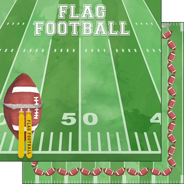Watercolor Sports Collection Flag Football 12 x 12 Double-Sided Scrapbook Paper by Scrapbook Customs (Copy)