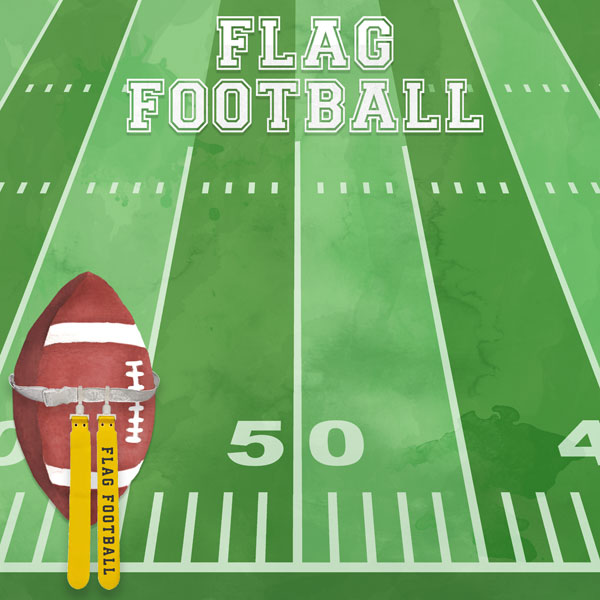 Watercolor Sports Collection Flag Football 12 x 12 Double-Sided Scrapbook Paper by Scrapbook Customs