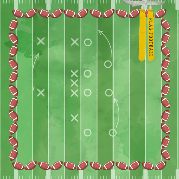 Watercolor Sports Collection Flag Football 12 x 12 Double-Sided Scrapbook Paper by Scrapbook Customs (Copy)