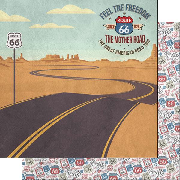 Route 66 Collection The Mother Road 12 x 12 Double-Sided Scrapbook Paper by Scrapbook Customs - Scrapbook Supply Companies