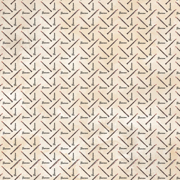 Watercolor Music Collection Bassoon 12 x 12 Double-Sided Scrapbook Paper by Scrapbook Customs