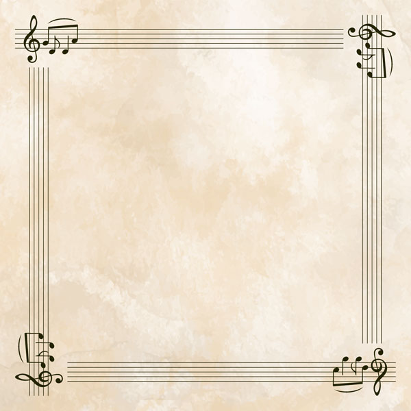 Watercolor Music Collection Music Staff 12 x 12 Double-Sided Scrapbook Paper by Scrapbook Customs